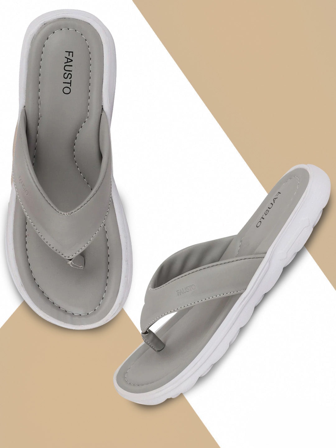 

FAUSTO Women Grey Thong Flip-Flops