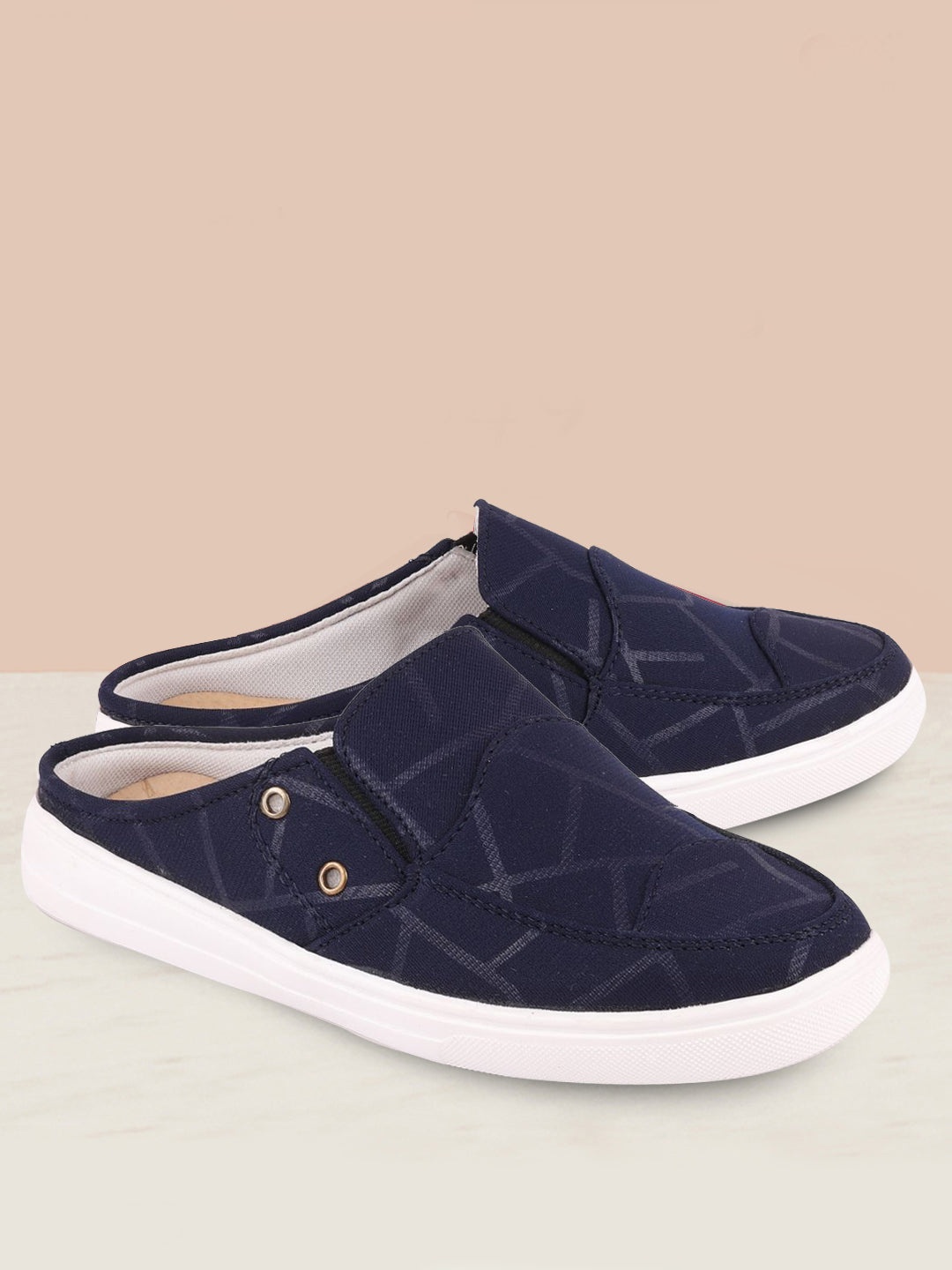 

FAUSTO Women Navy Blue Printed Slip-On Sneakers