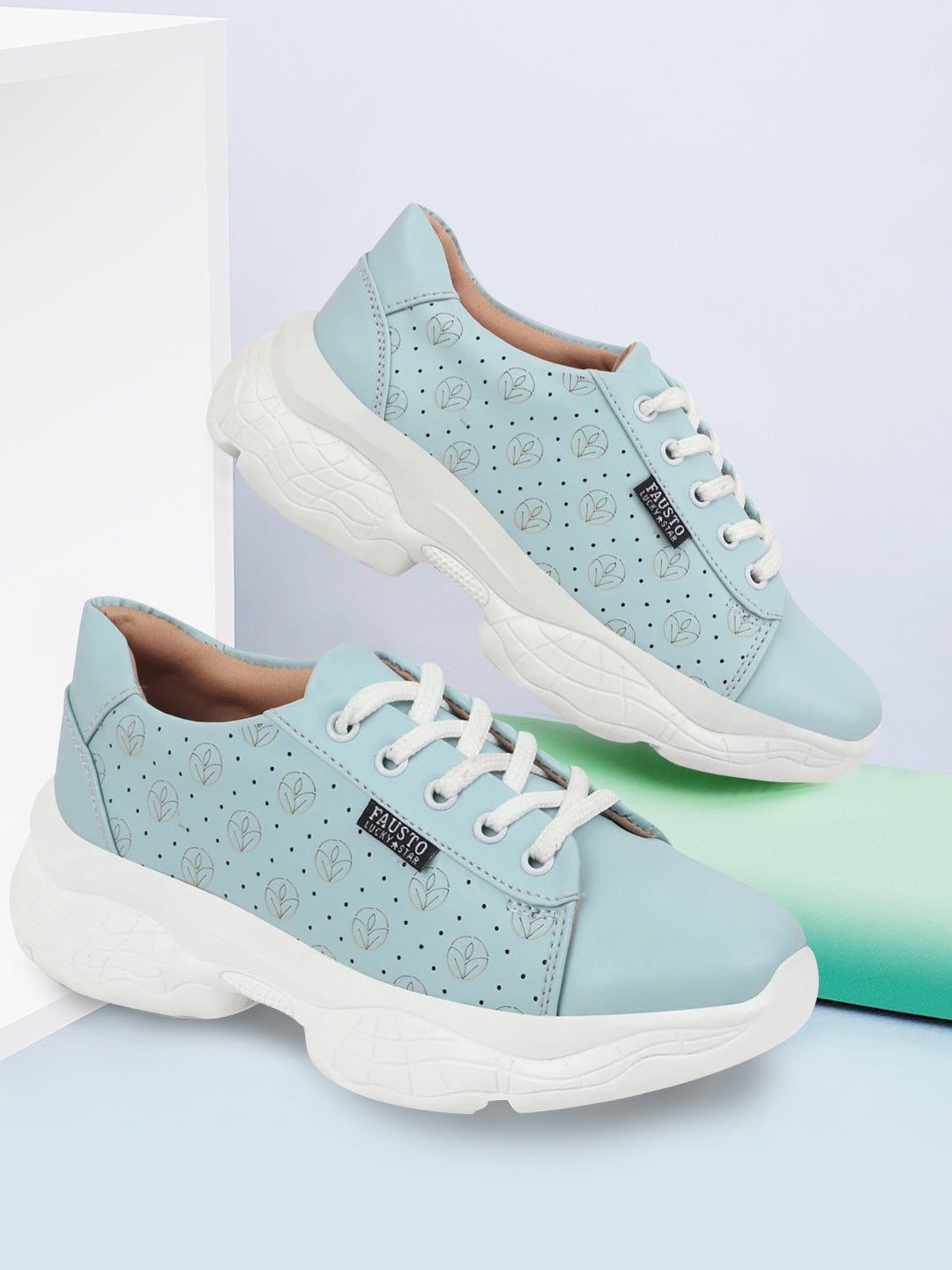 

FAUSTO Women Blue Printed Sneakers