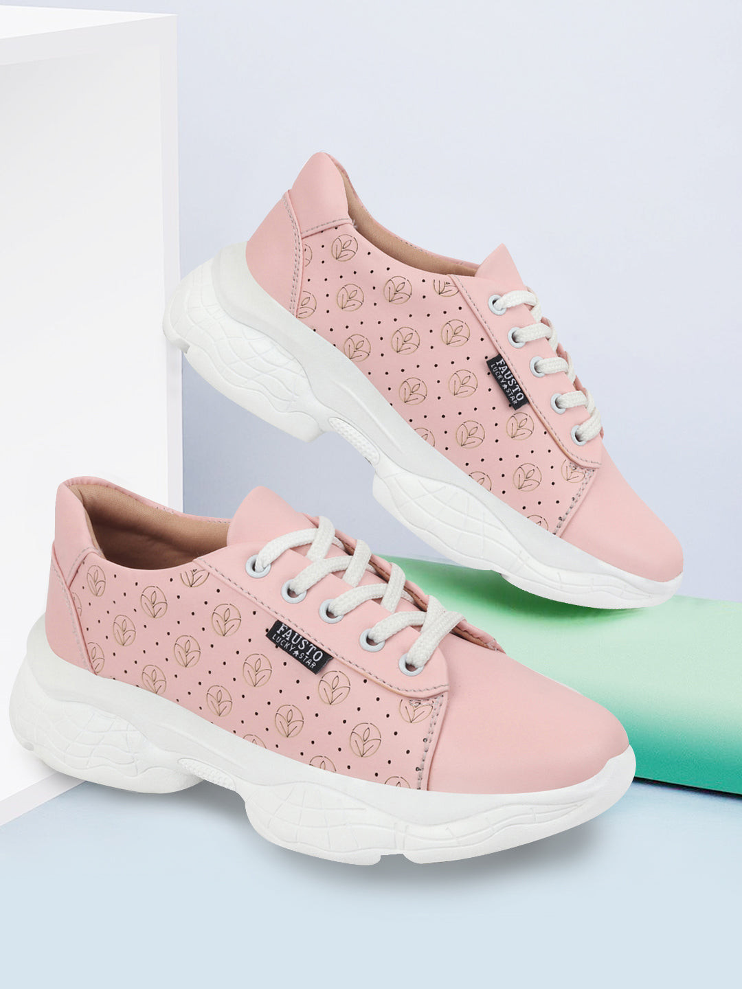 

FAUSTO Women Pink Textured Slip-On Sneakers