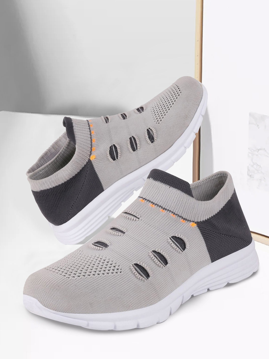 

FAUSTO Women Grey Mesh Walking Non-Marking Shoes