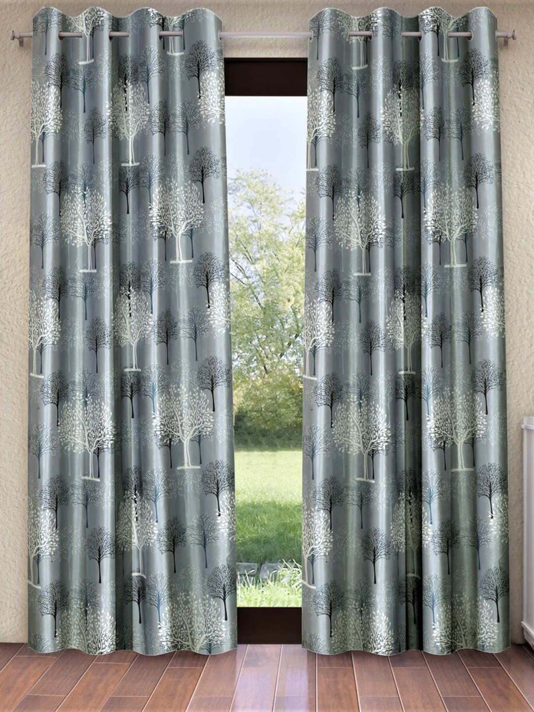 

Home Sizzler Grey & White Set of 2 Floral Long Door Curtain
