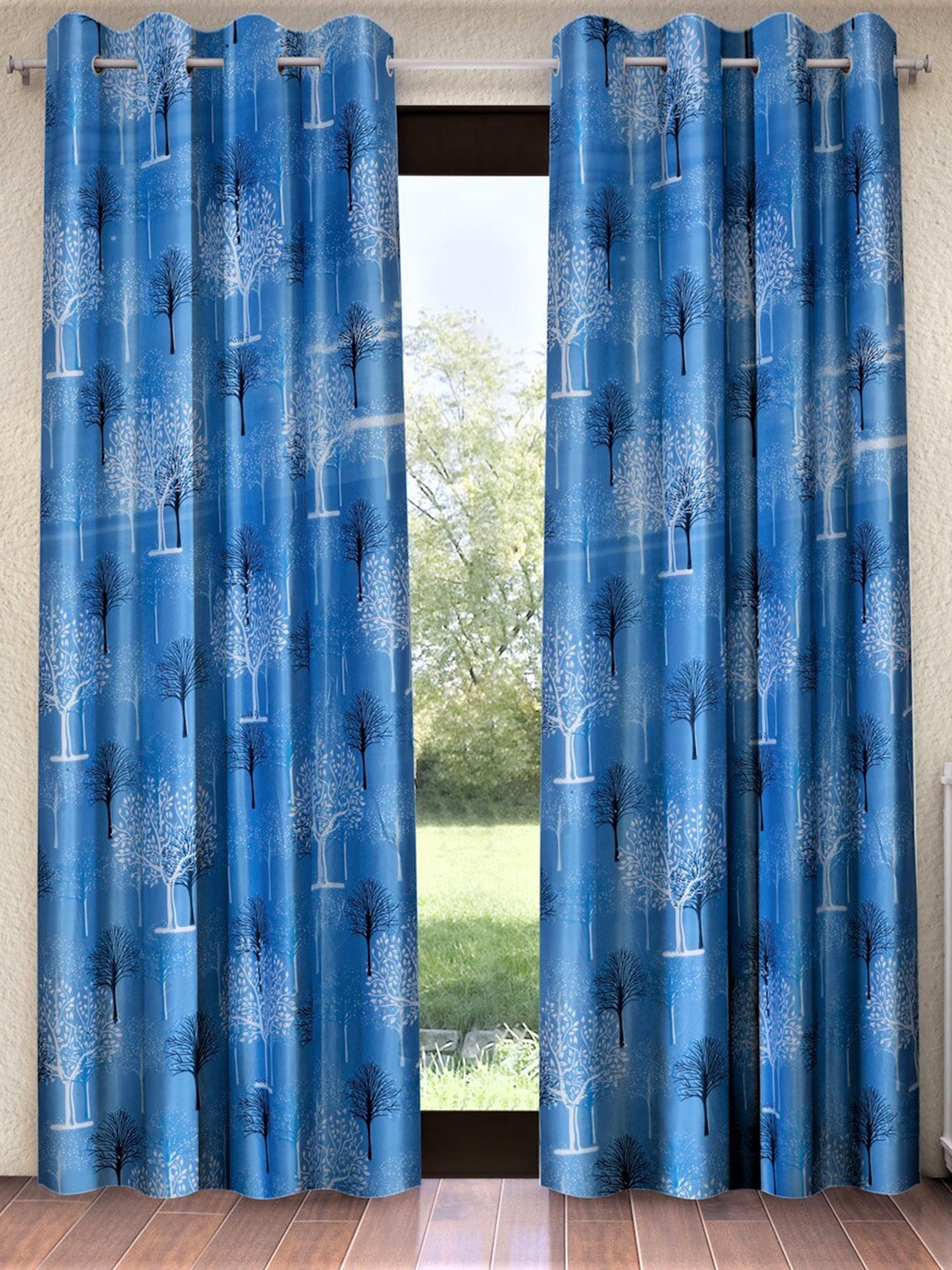 

Home Sizzler Blue & White Set of 2 Floral Door Curtain