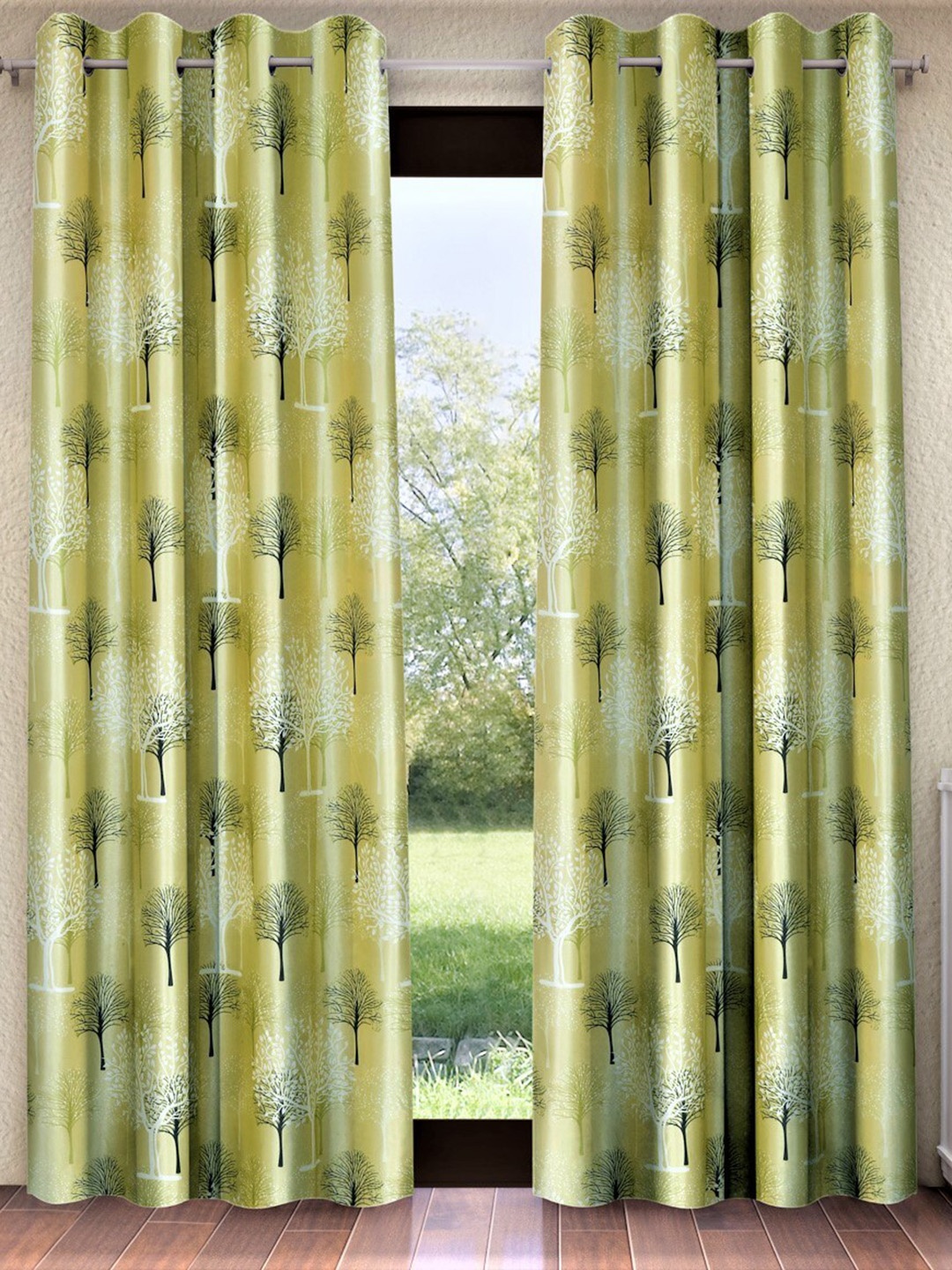 

Home Sizzler Green & White Set of 2 Floral Long Door Curtain
