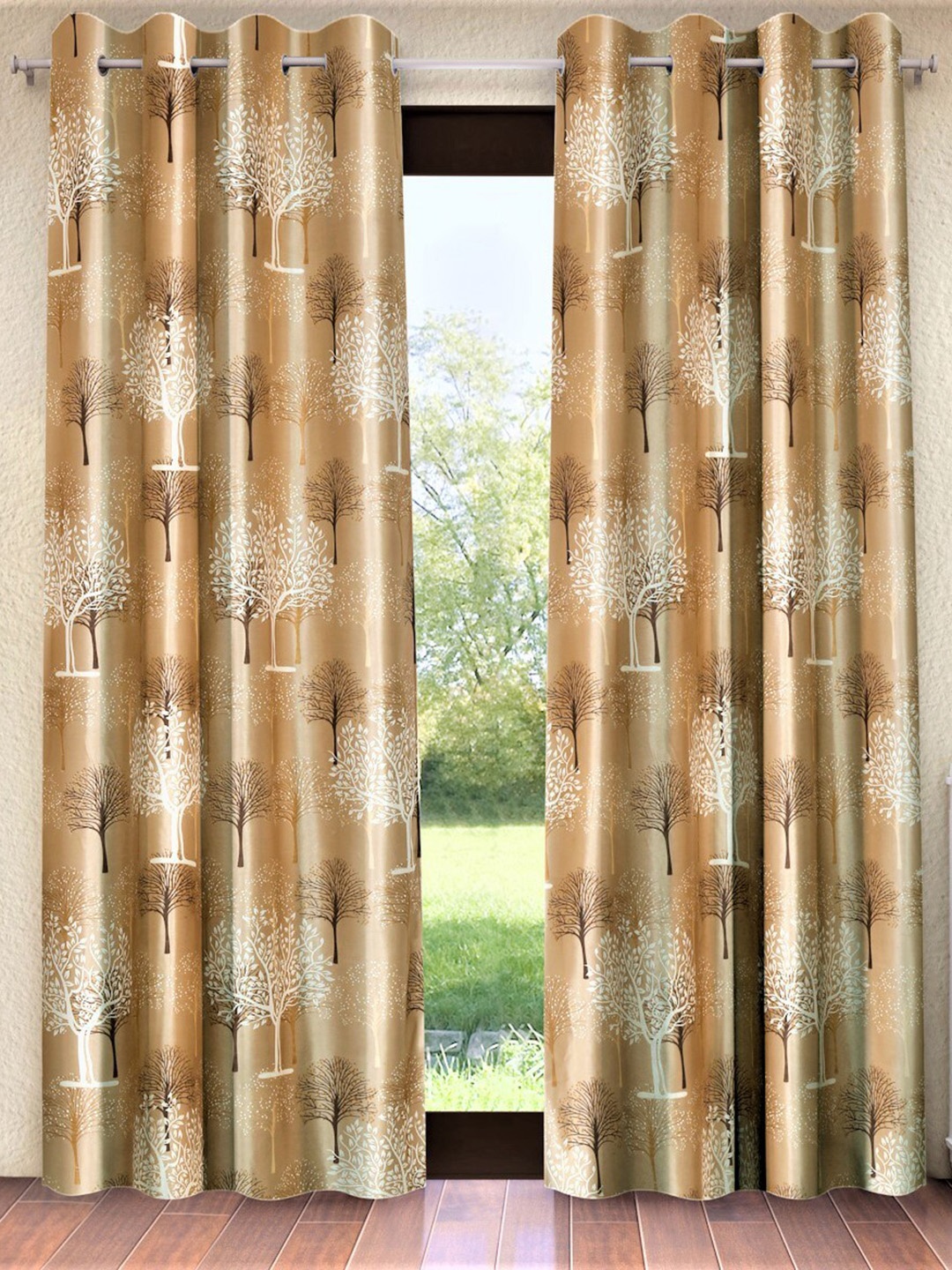 

Home Sizzler Brown & White Set of 2 Floral Window Curtain