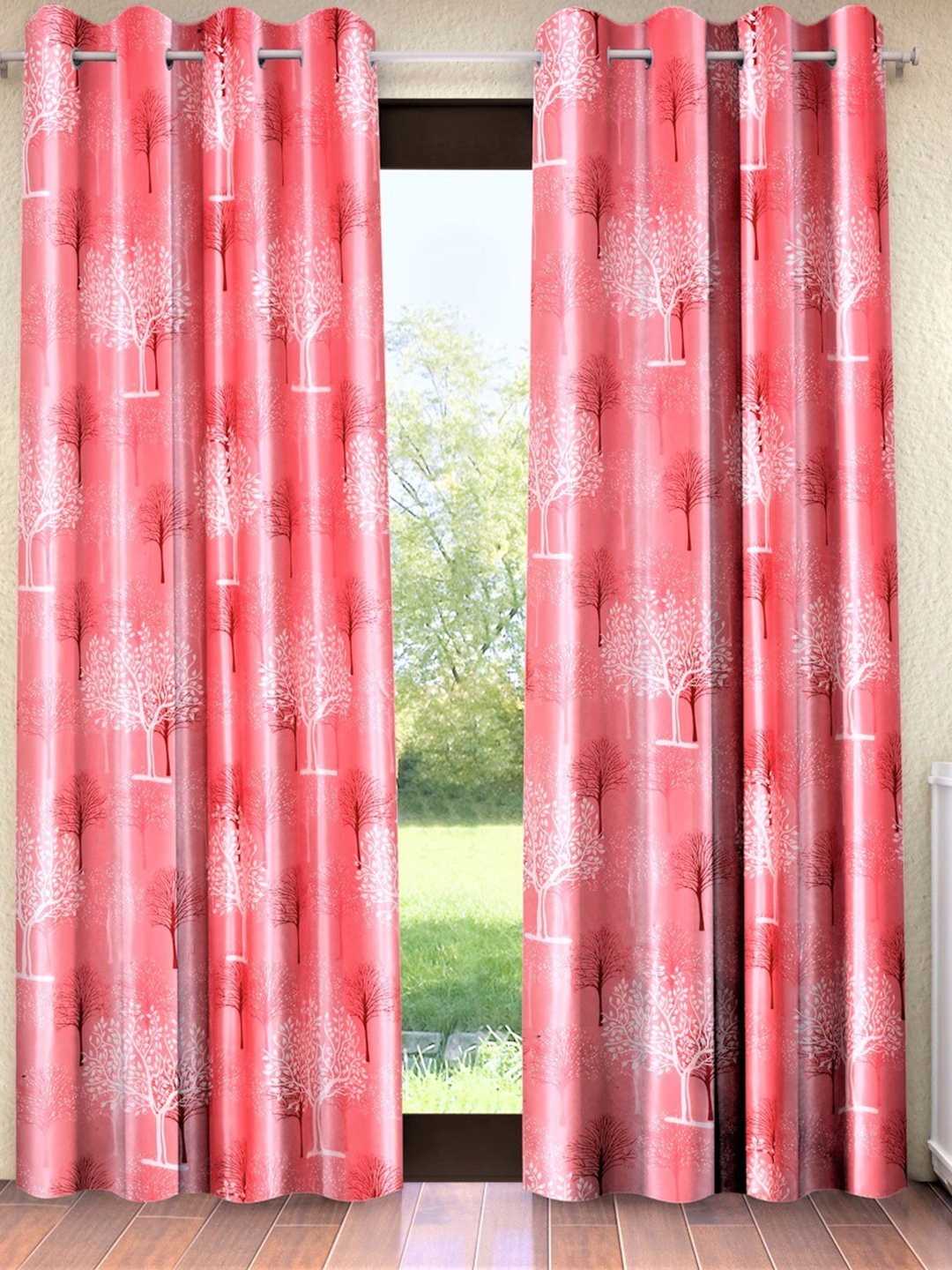 

Home Sizzler Pink & White Set of 2 Floral Door Curtain