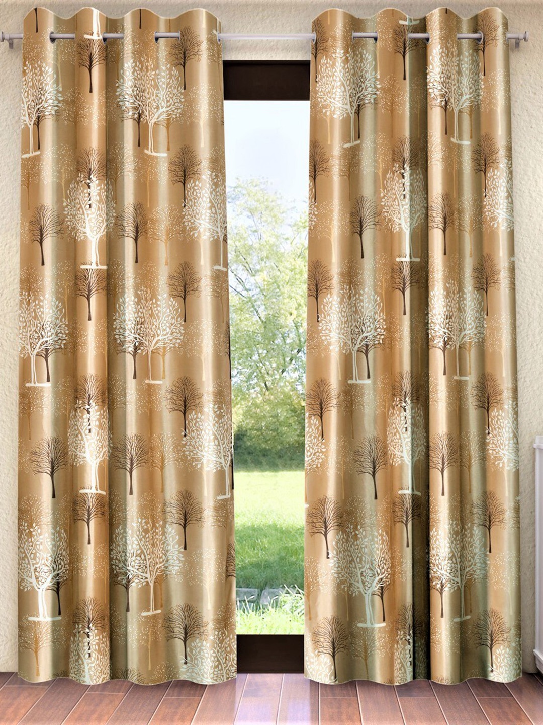 

Home Sizzler Brown & White Set of 2 Floral Long Door Curtain