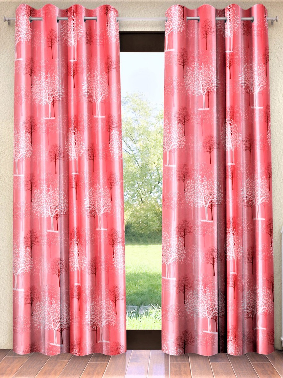 

Home Sizzler Pink & White Set of 2 Floral Long Door Curtain
