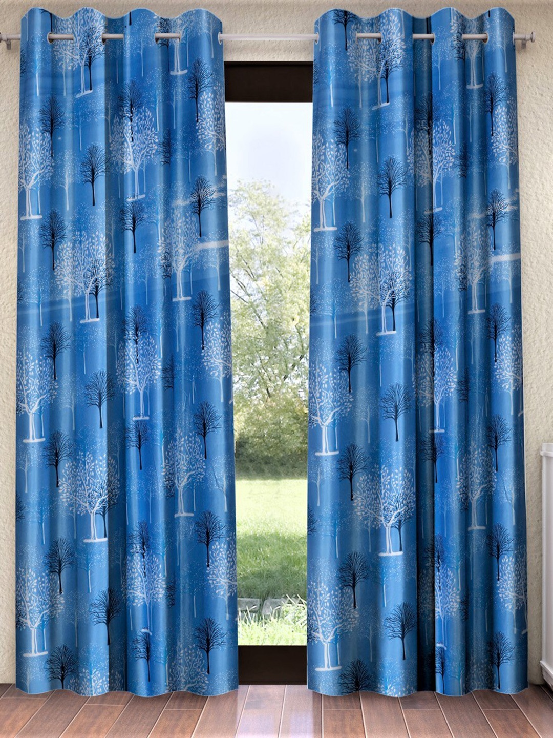 

Home Sizzler Blue & White Set of 2 Floral Long Door Curtain