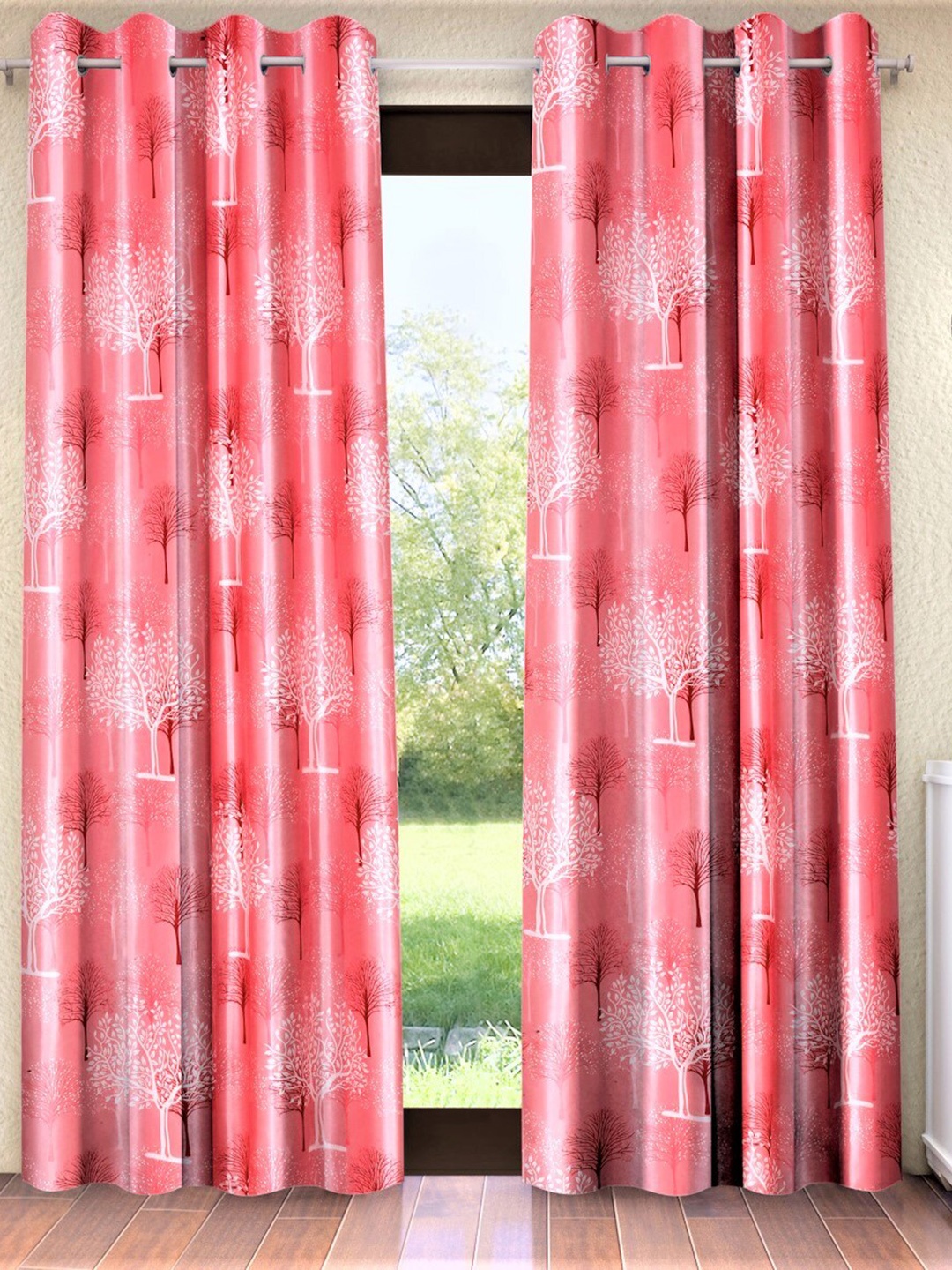 

Home Sizzler Pink & White Set of 2 Floral Window Curtain