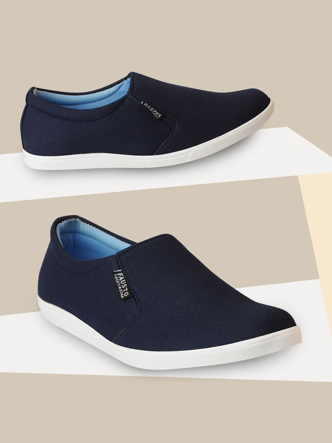 

FAUSTO Men Navy Blue Slip-On Lightweight Sneakers