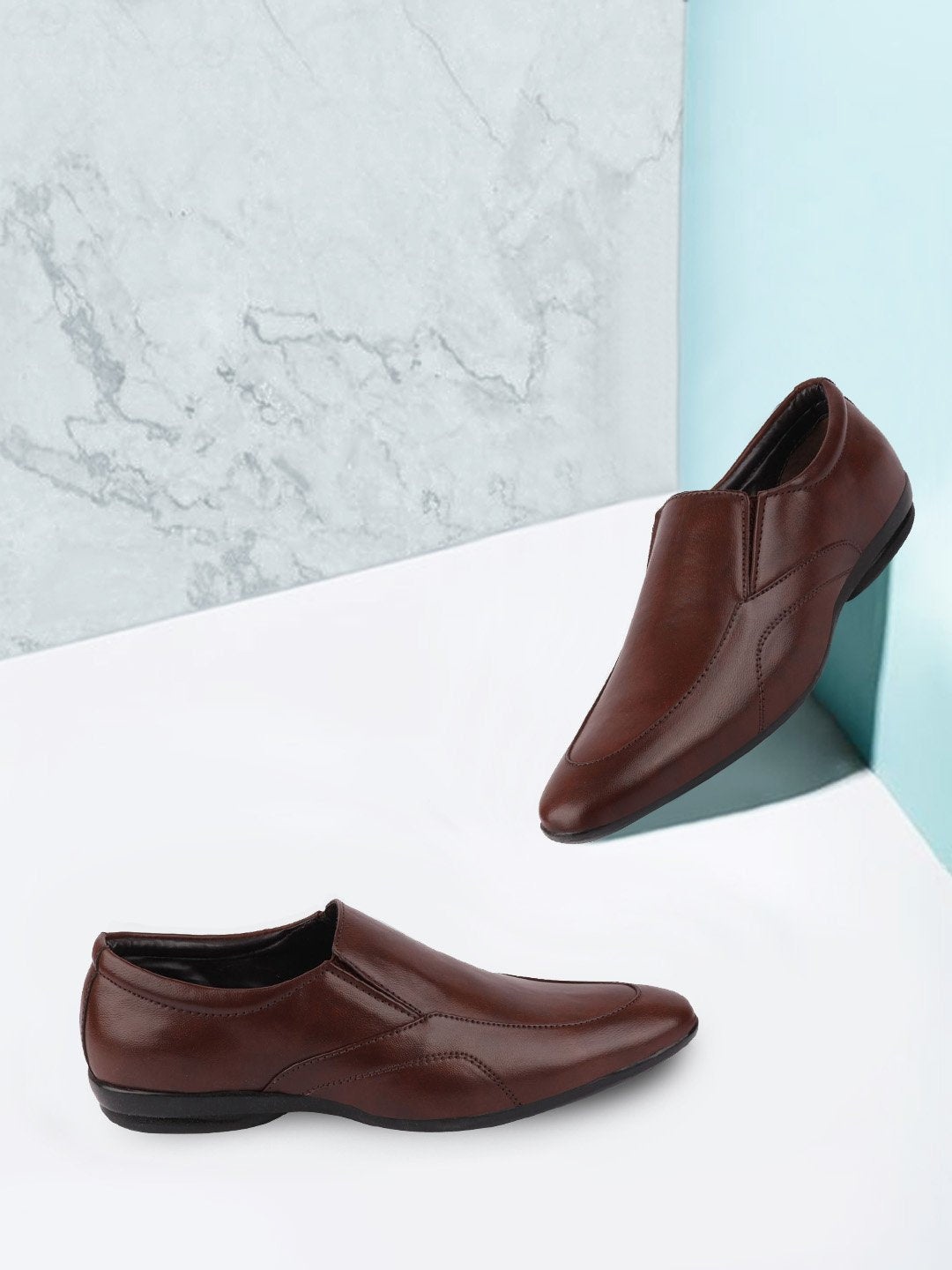 

FAUSTO Men Brown Solid Slip-On Formal Shoes