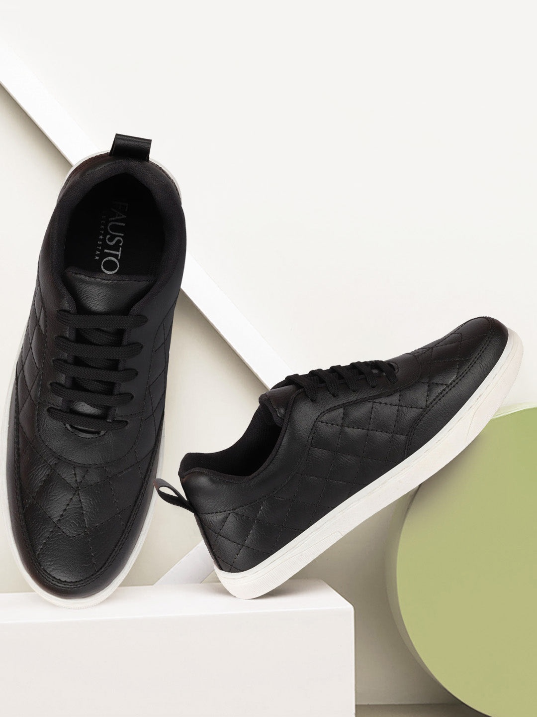 

FAUSTO Men Black Textured PU Sneakers