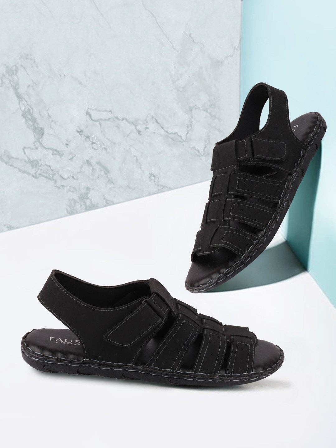 

FAUSTO Men Black Fisherman Sandals