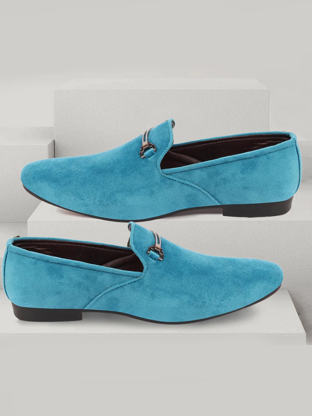 

FAUSTO Men Blue Velvet Loafers