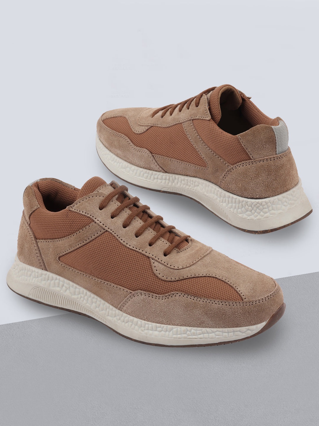 

FAUSTO Men Brown Suede Lightweight Sneakers