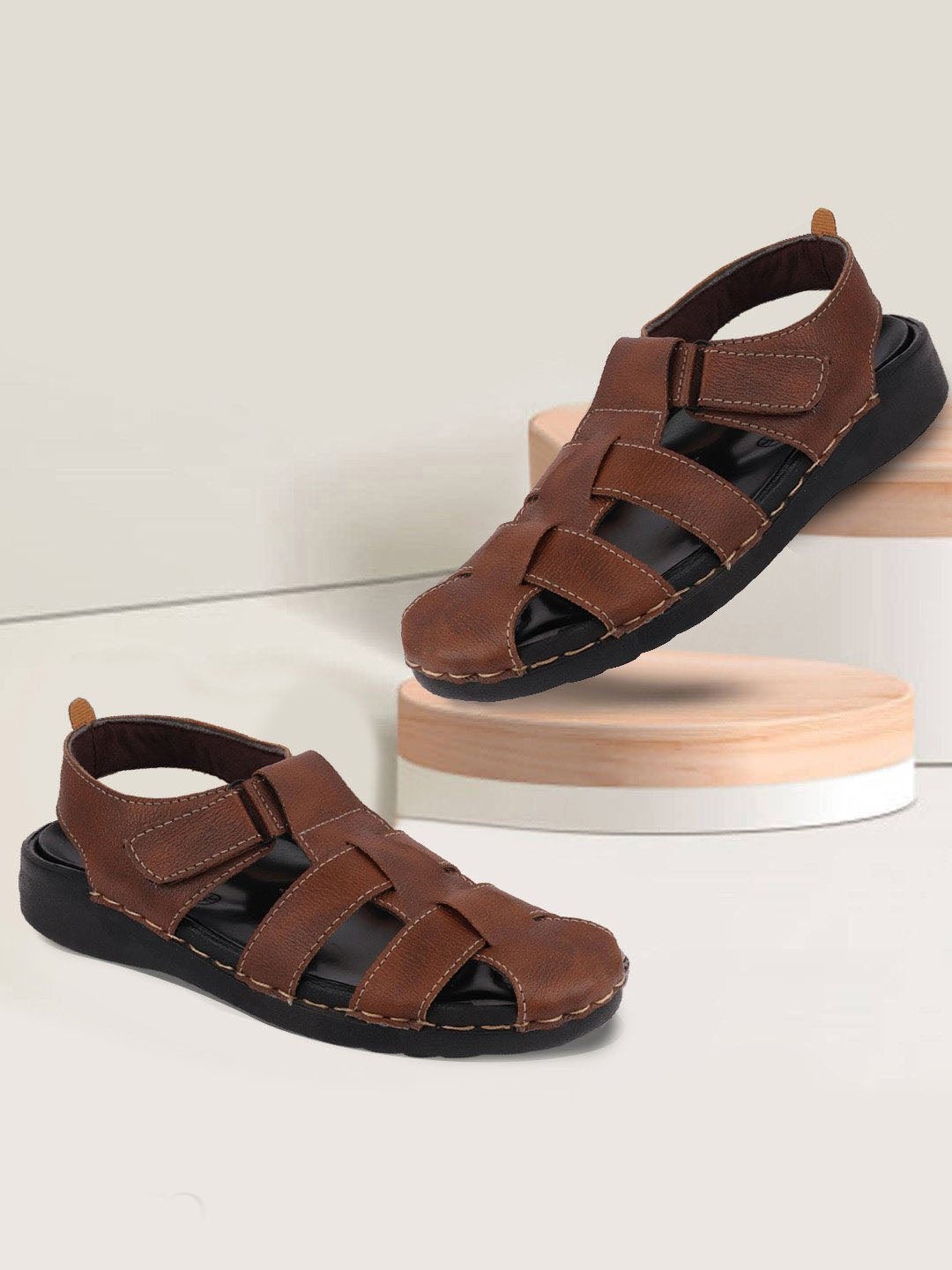 

FAUSTO Men Brown Fisherman Sandals