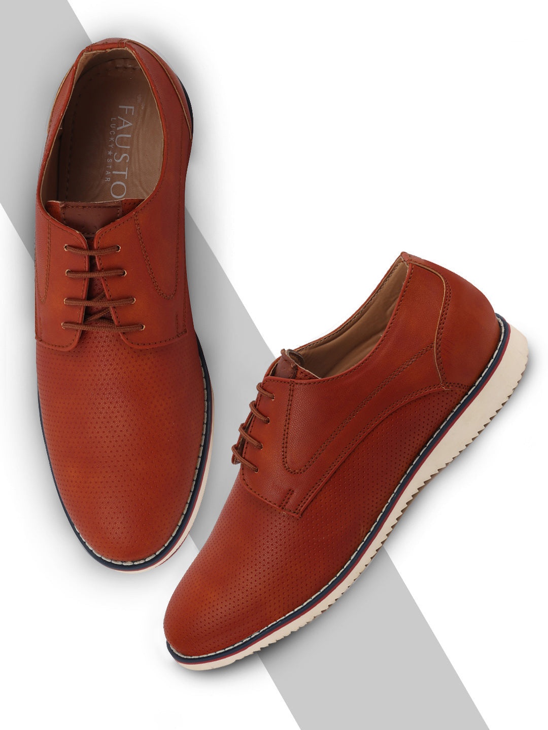 

FAUSTO Men Brown PU Derbys