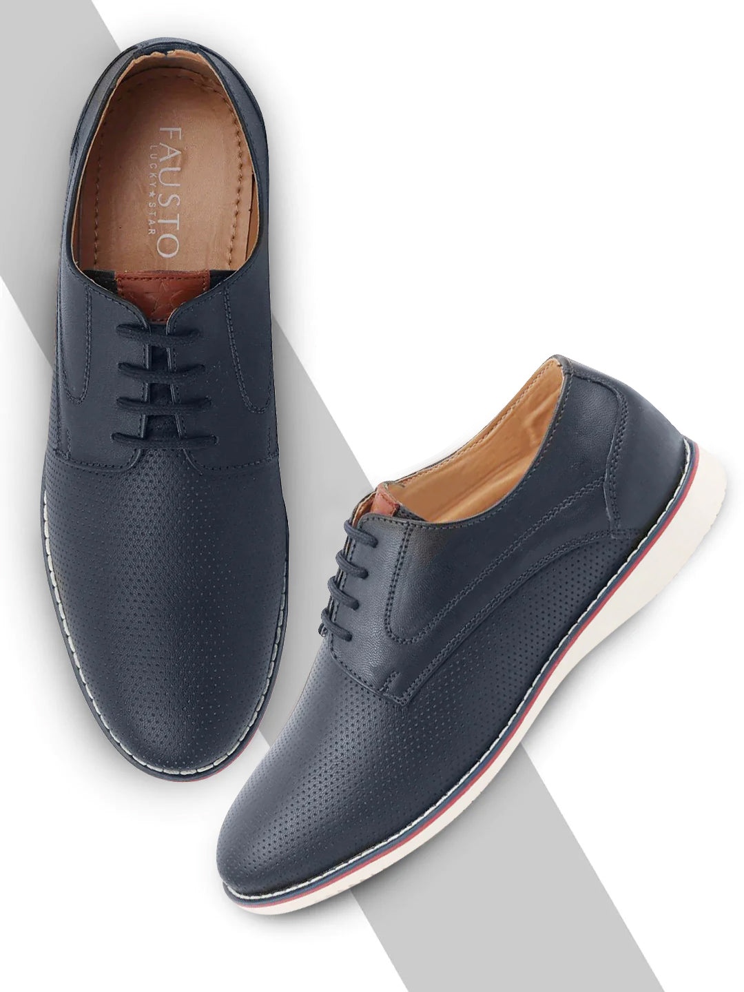 

FAUSTO Men Blue PU Casual Derbys