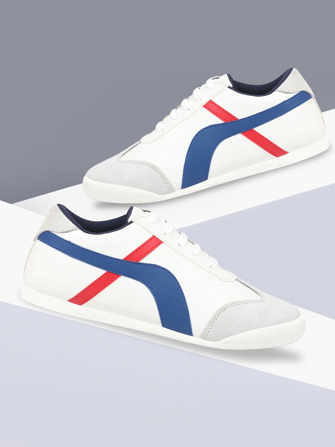 

FAUSTO Men White Colourblocked PU Sneakers