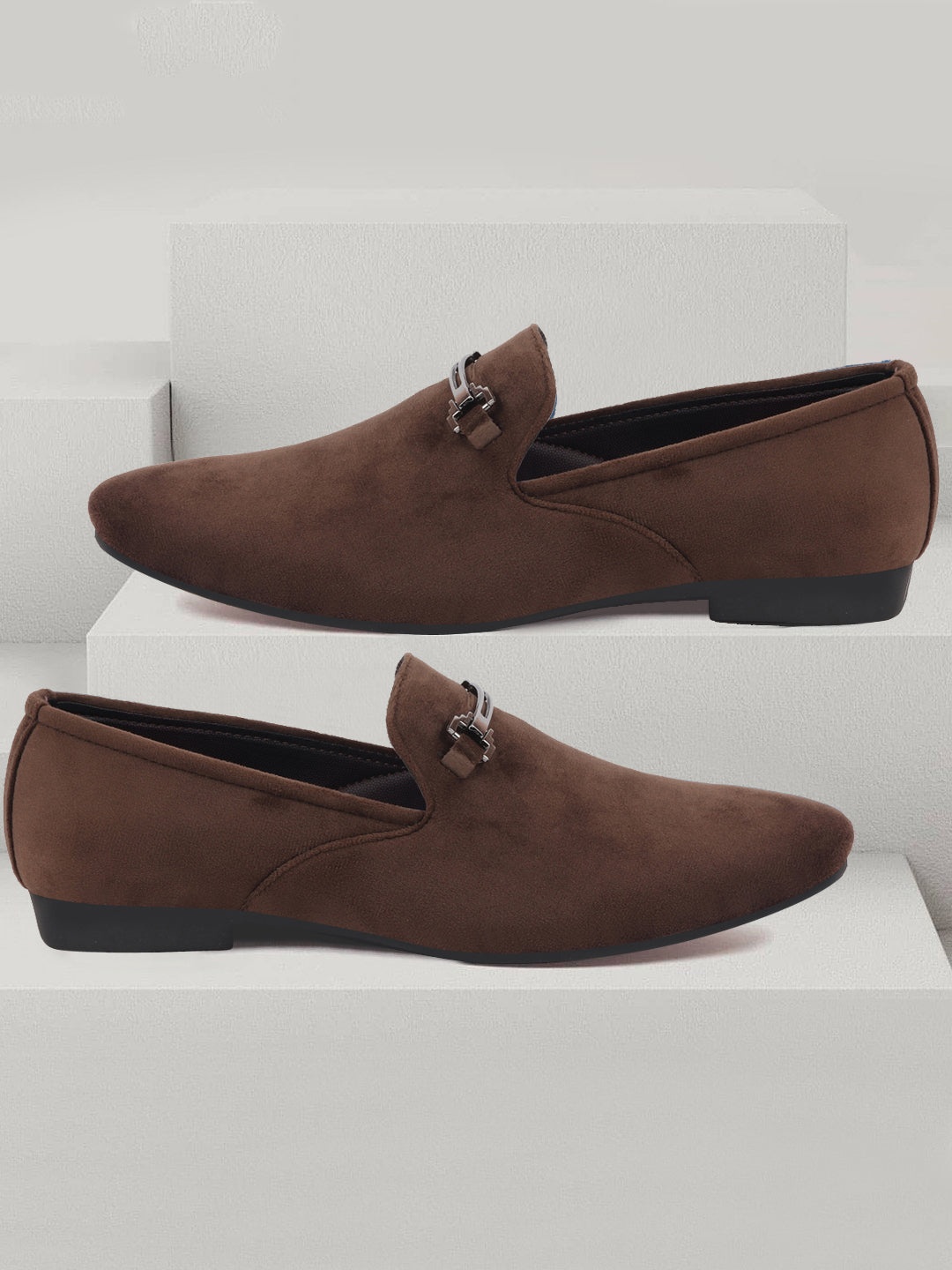 

FAUSTO Men Brown Velvet Casual Loafers