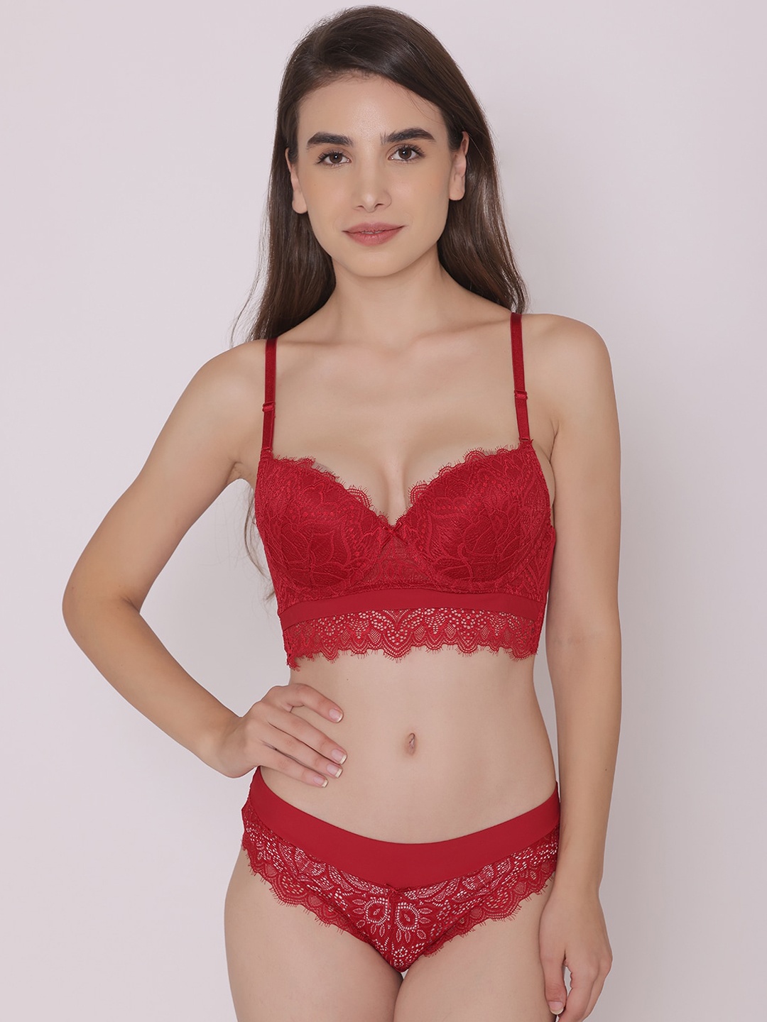 

Treasure chest Hailey: Lace Bridal Pushup Lingerie Set TC062RED30B, Red