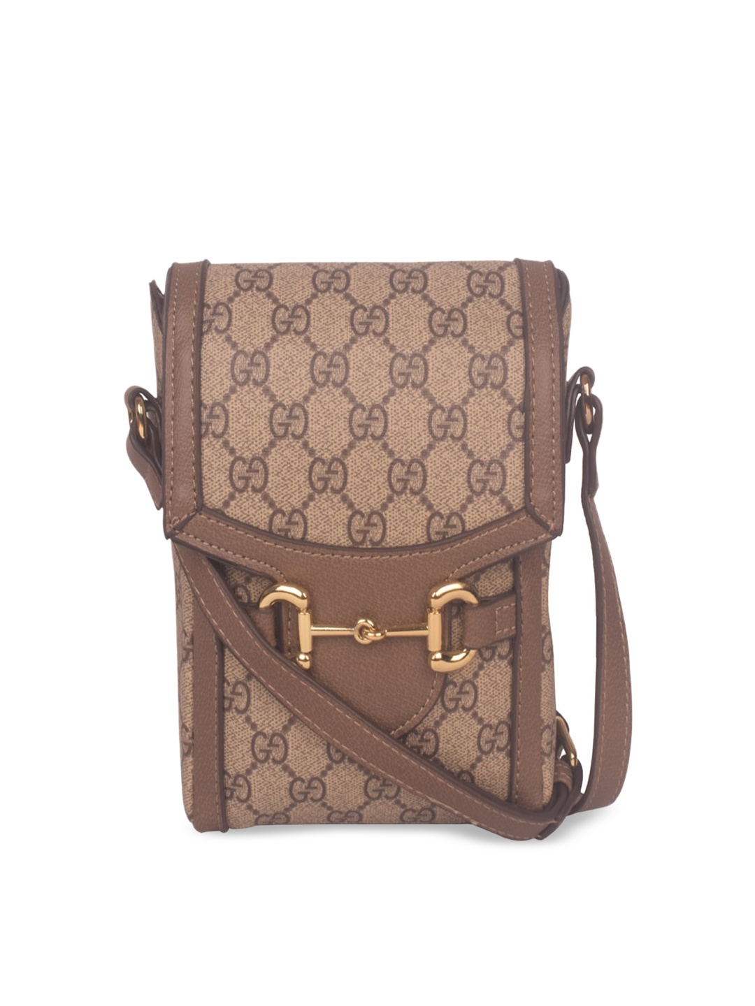 

Bagkok Women Beige Textured PU Structured Sling Bag