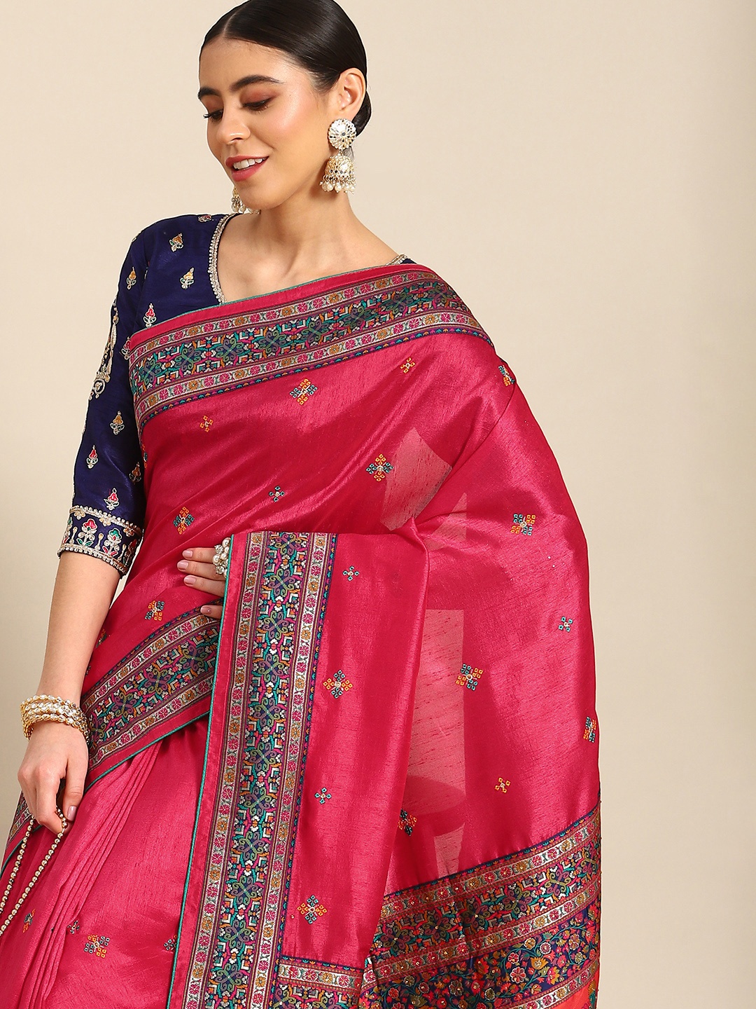 

all about you Pink Ethnic Motifs Pure Silk Banarasi Saree