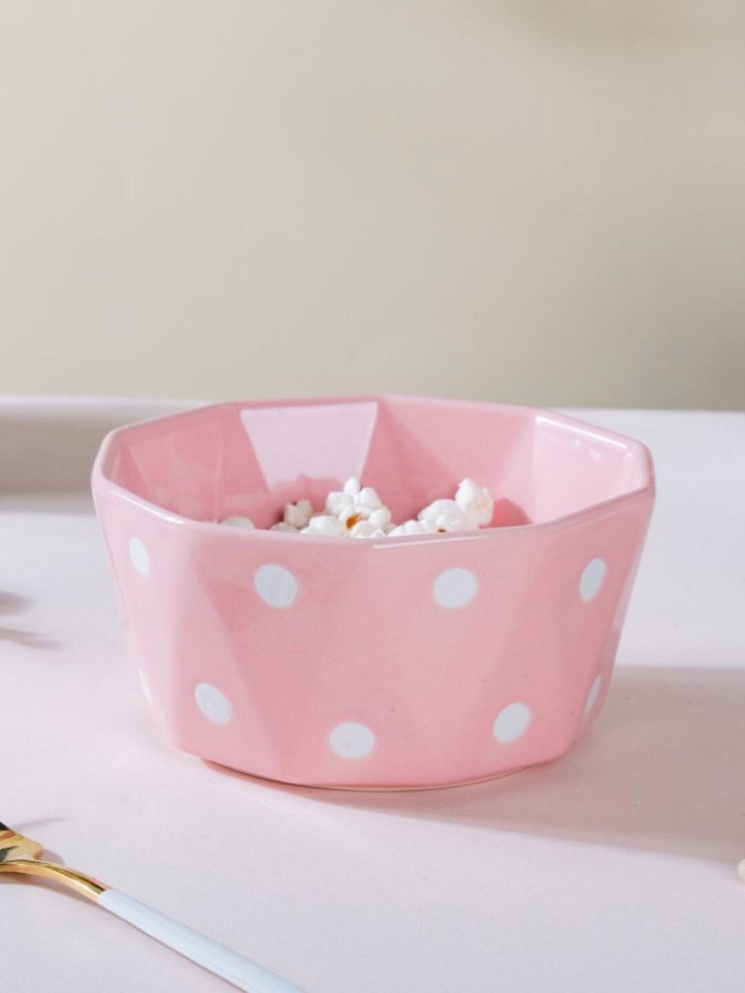 

Nestasia Pink & White Printed Microwave Safe Ceramic Glossy Bowl 500ml