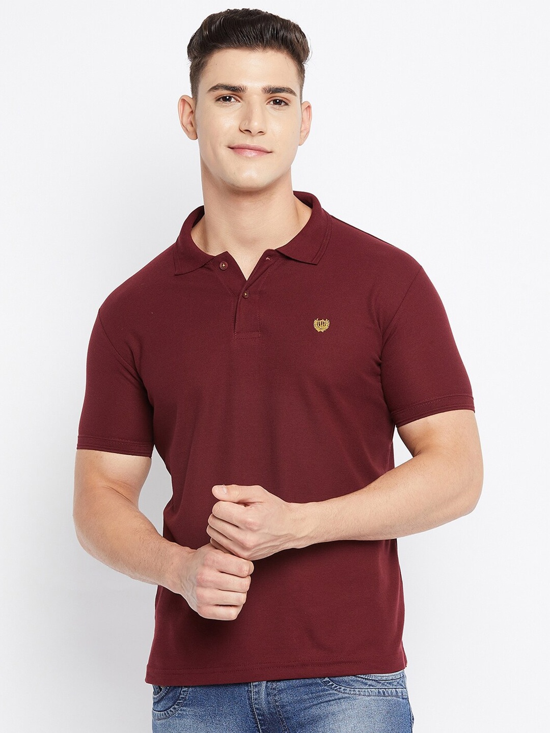 

Duke Men Maroon Polo Collar Slim Fit T-shirt
