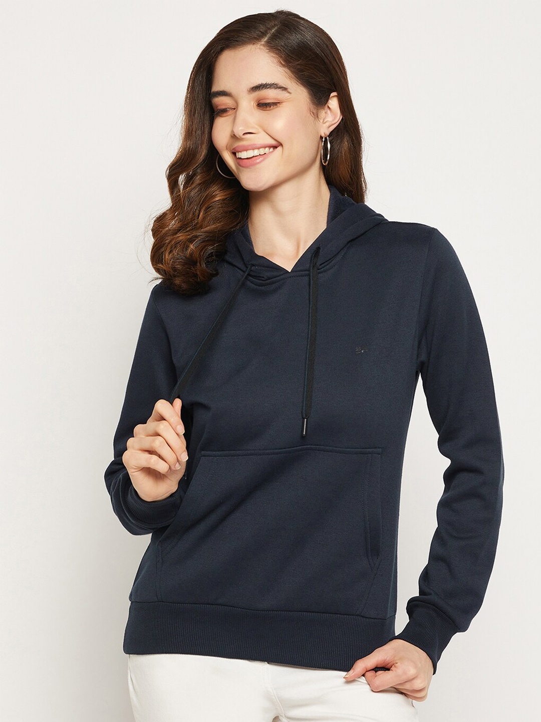 

Okane Women Navy Blue Hooded Pullover Sweatshirt
