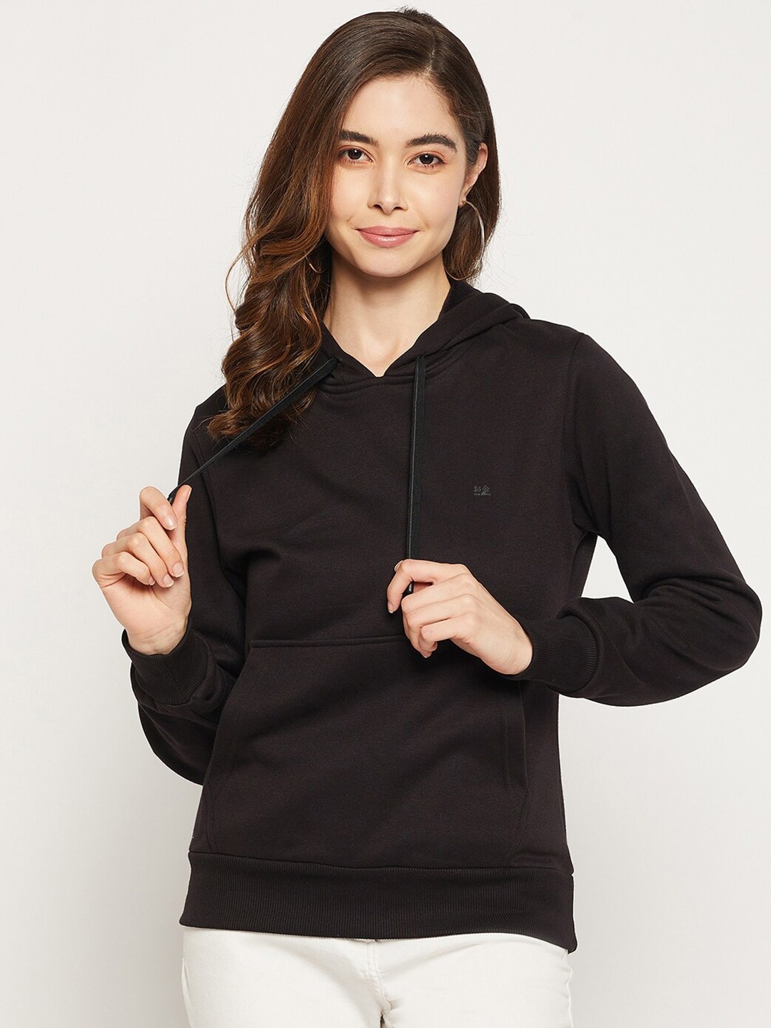 

Okane Women Black Hooded Pullover Sweatshirt