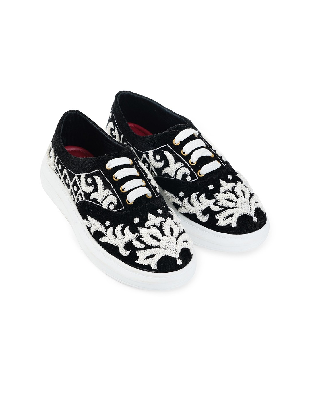 

Sole House Women Black Woven Design Sneakers