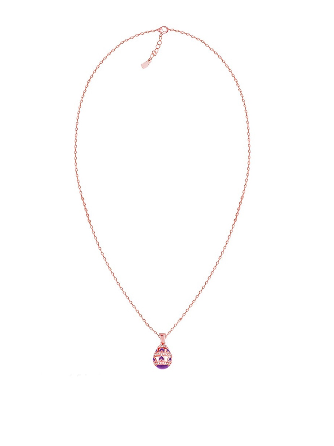 

GIVA Rose Gold-Plated Sterling Silver White & Purple Studded Pendant With Chain