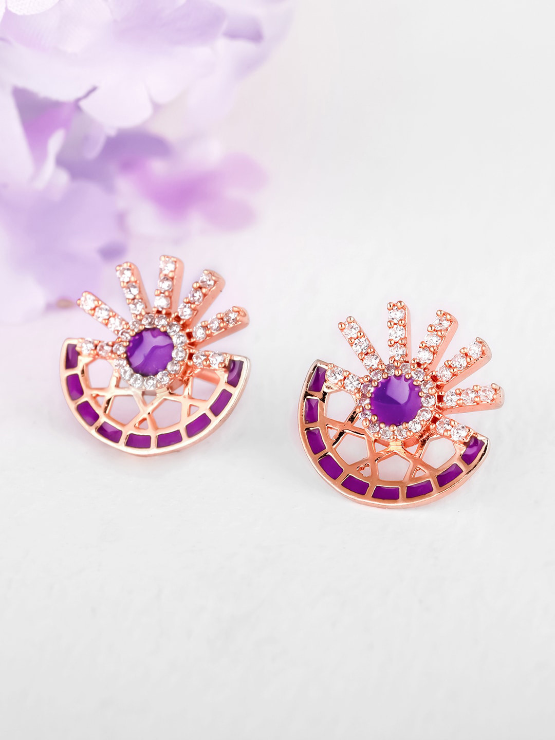 

GIVA Rose Sterling Silver Contemporary Studs Earrings, Rose gold