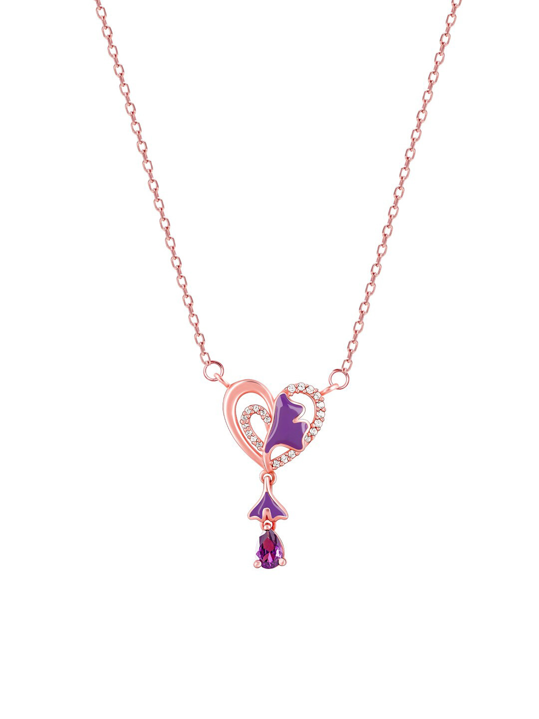 

GIVA Rose Gold & Violet Sterling Silver Rose Gold-Plated Chain