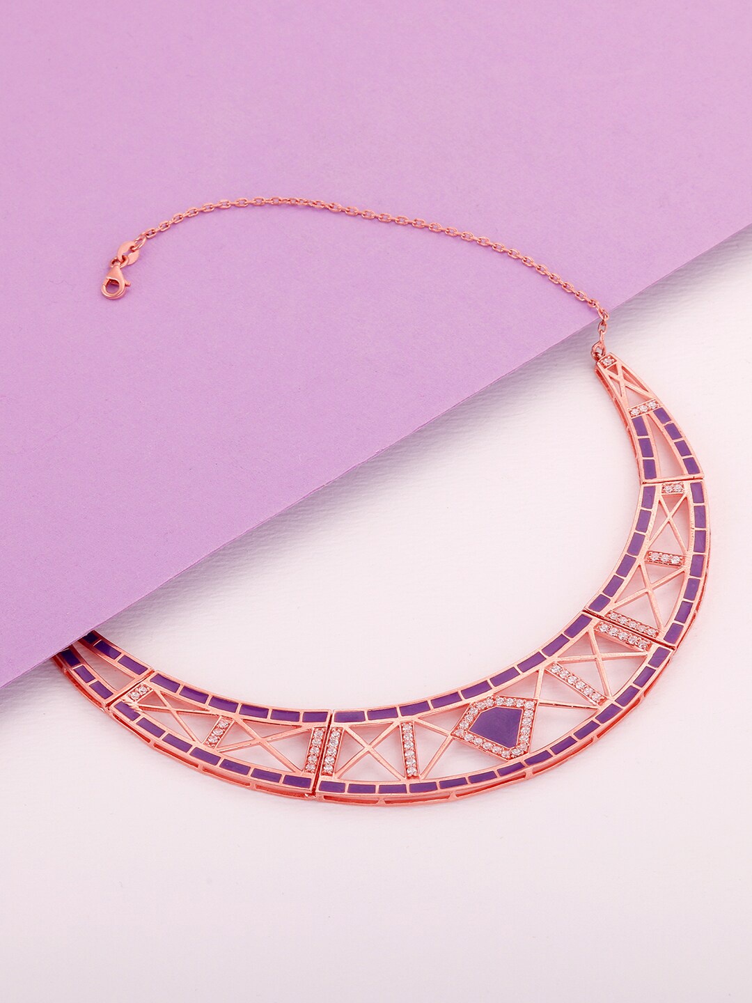 

GIVA Rose Gold & Purple Sterling Silver Rose Gold-Plated Necklace