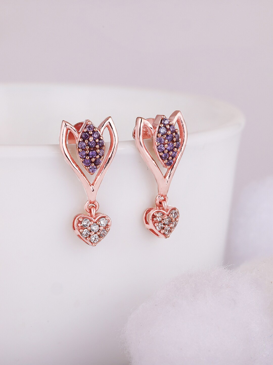 

GIVA Rose Gold & Purple Rose Gold Plated Contemporary Drop Earrings Earrings