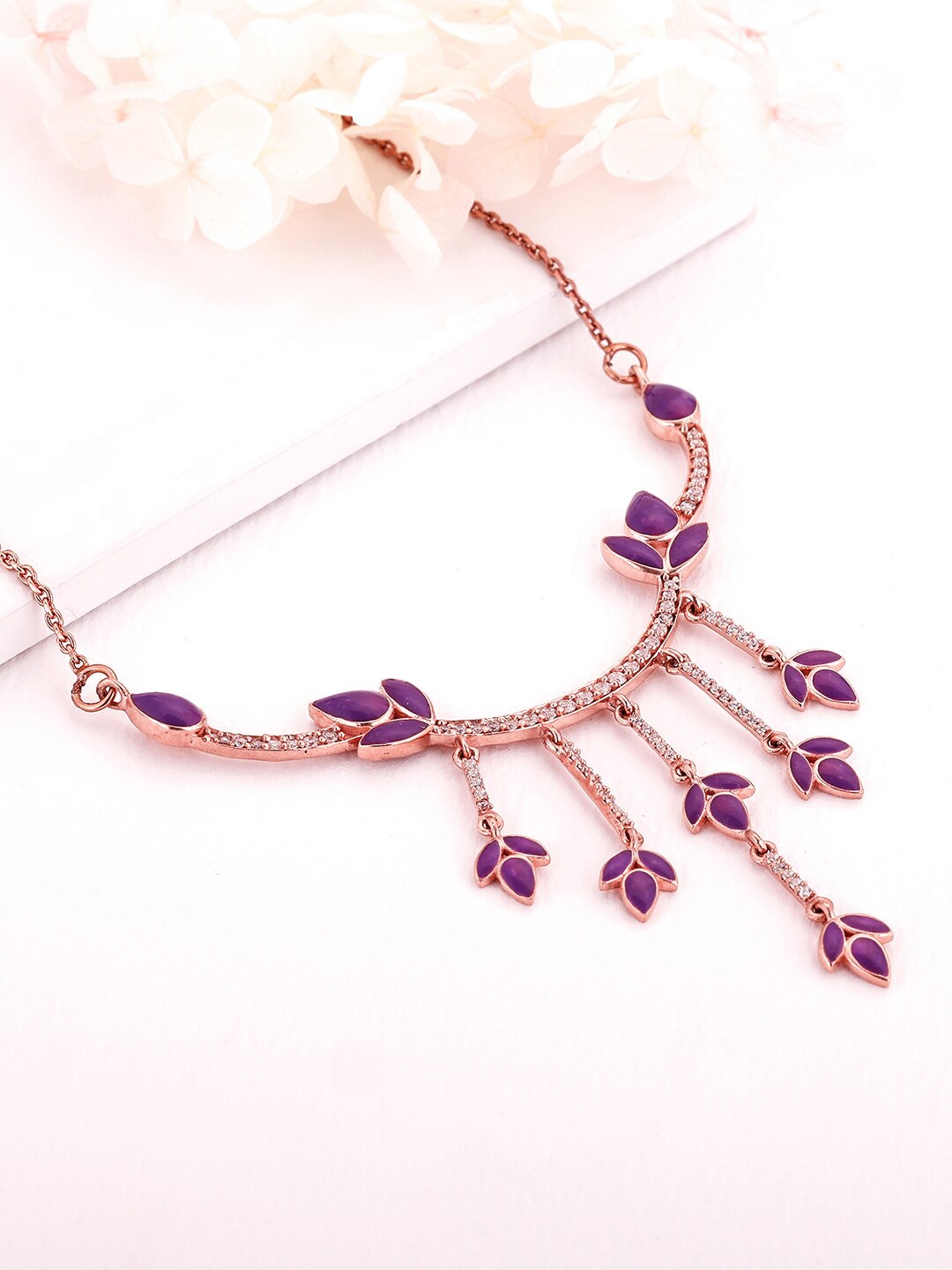 

GIVA Rose Gold & Purple Sterling Silver Rose Gold-Plated Chain