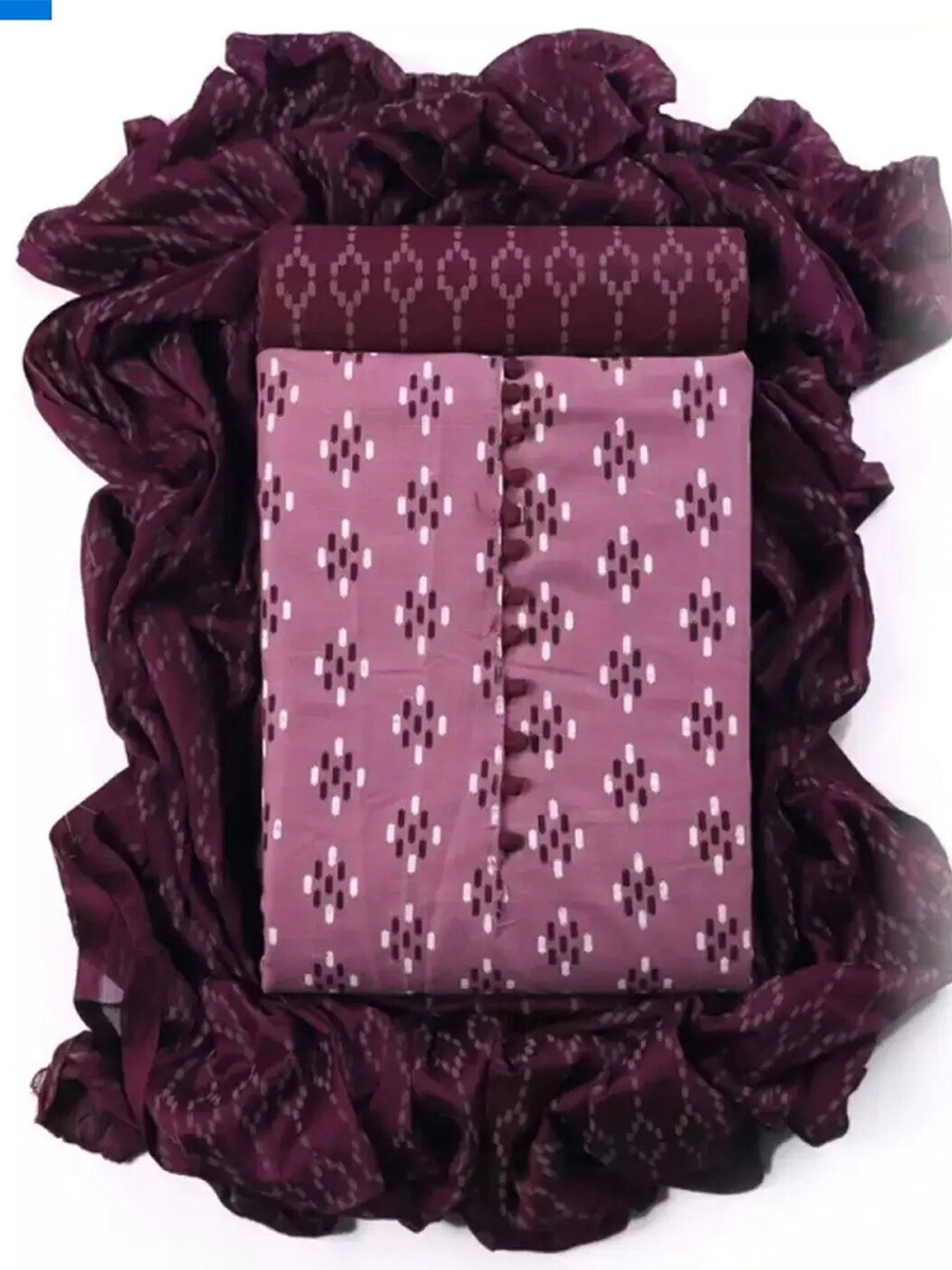 

MORLY women Purple & White Printed Unstitched Dress Material