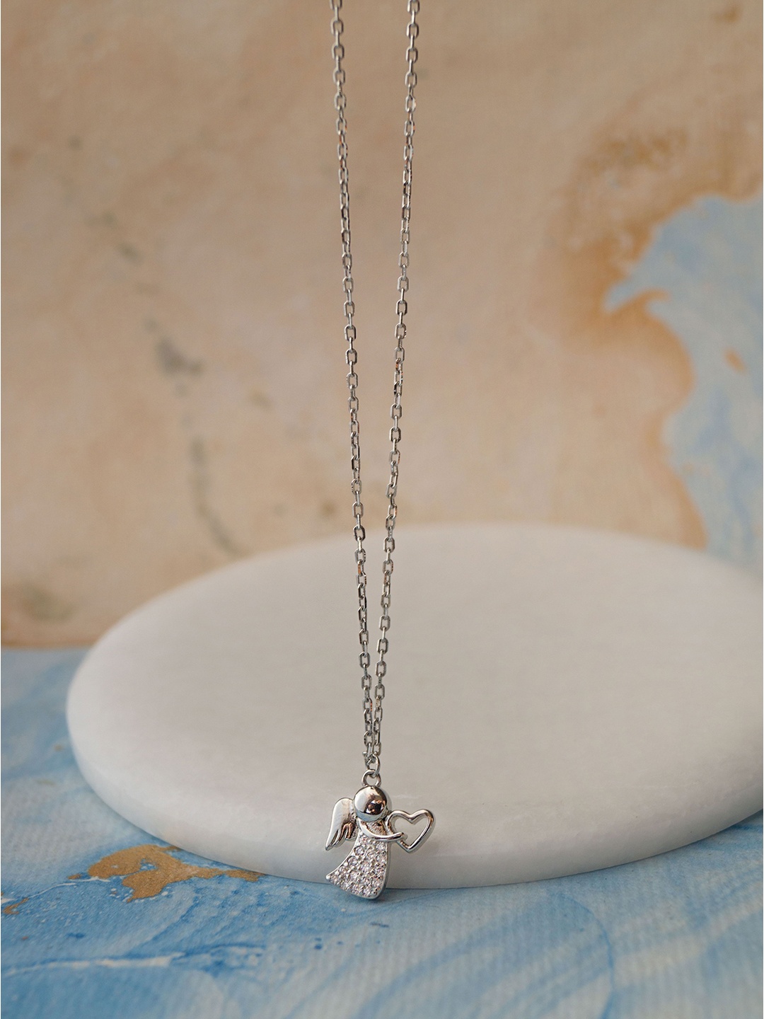 

MANNASH Silver-Toned 925 Sterling Silver Rhodium-Plated Necklace