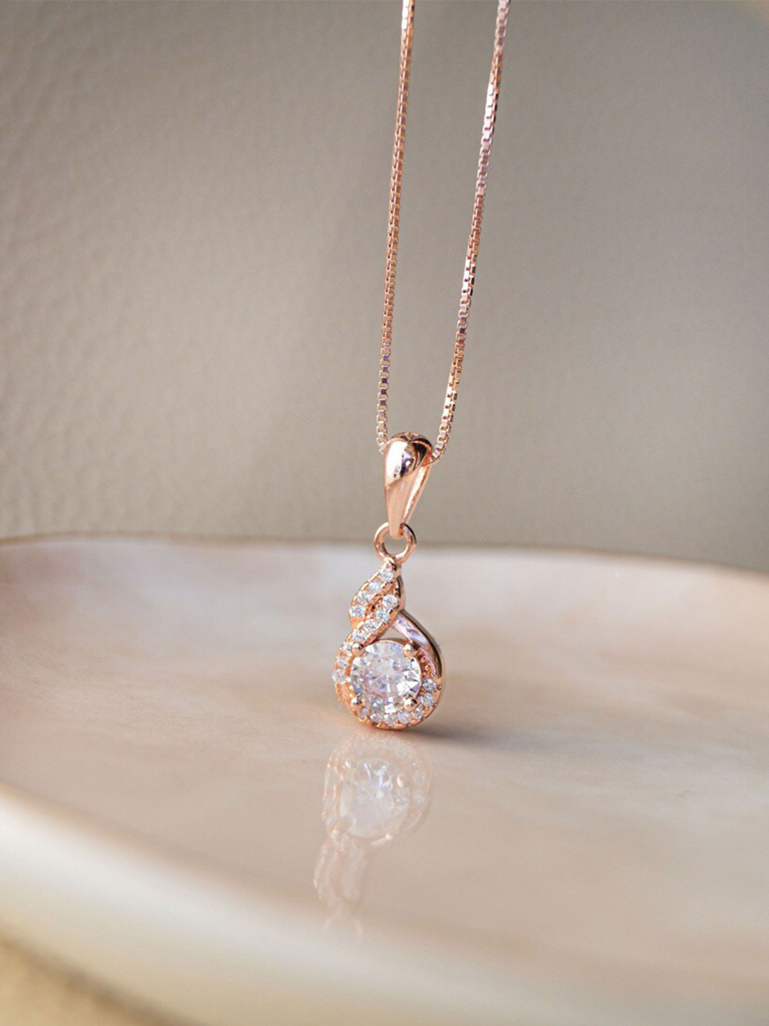 

MANNASH Rose Gold Plated & White 925 Sterling Silver Necklace