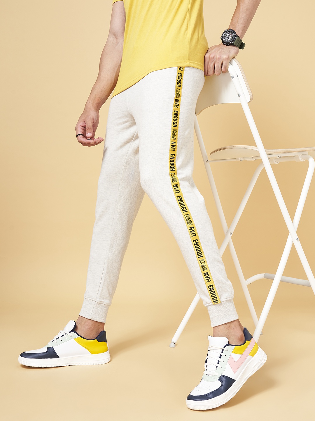 

People Men Off White Slim Fit Joggers