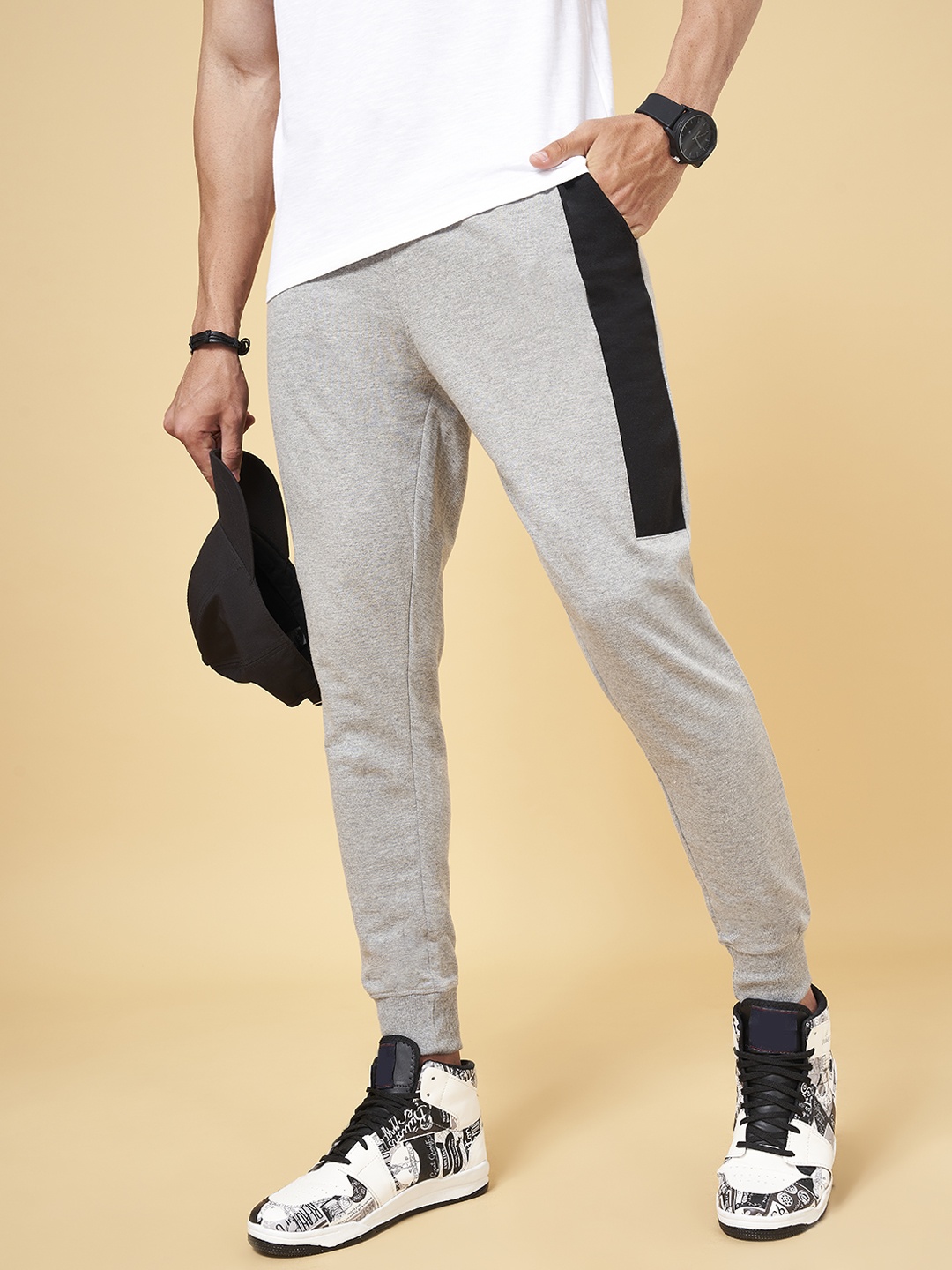 

People Men Off White Slim Fit Joggers