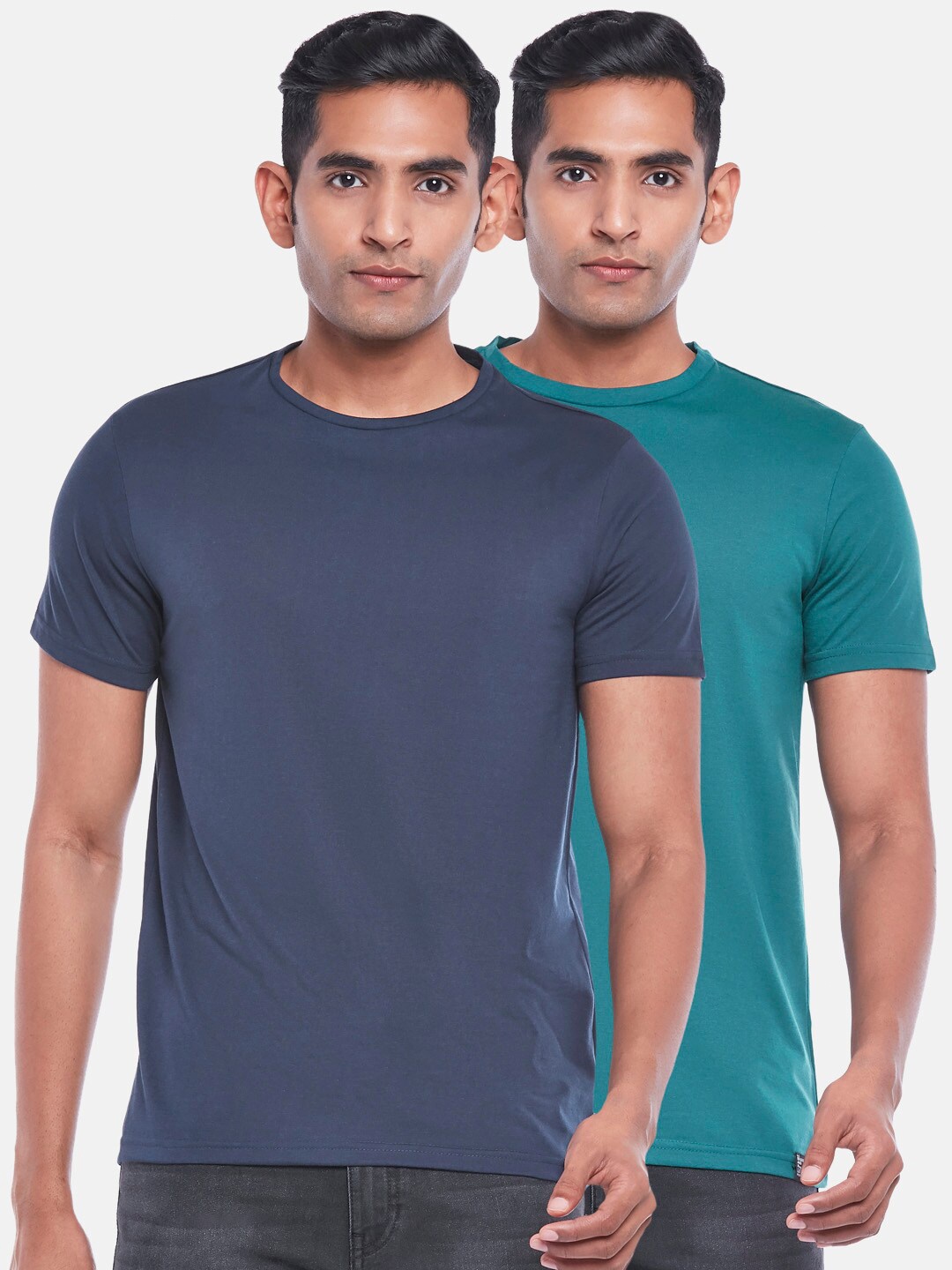 

People Pack Of 2 Slim Fit Cotton T-shirt, Navy blue