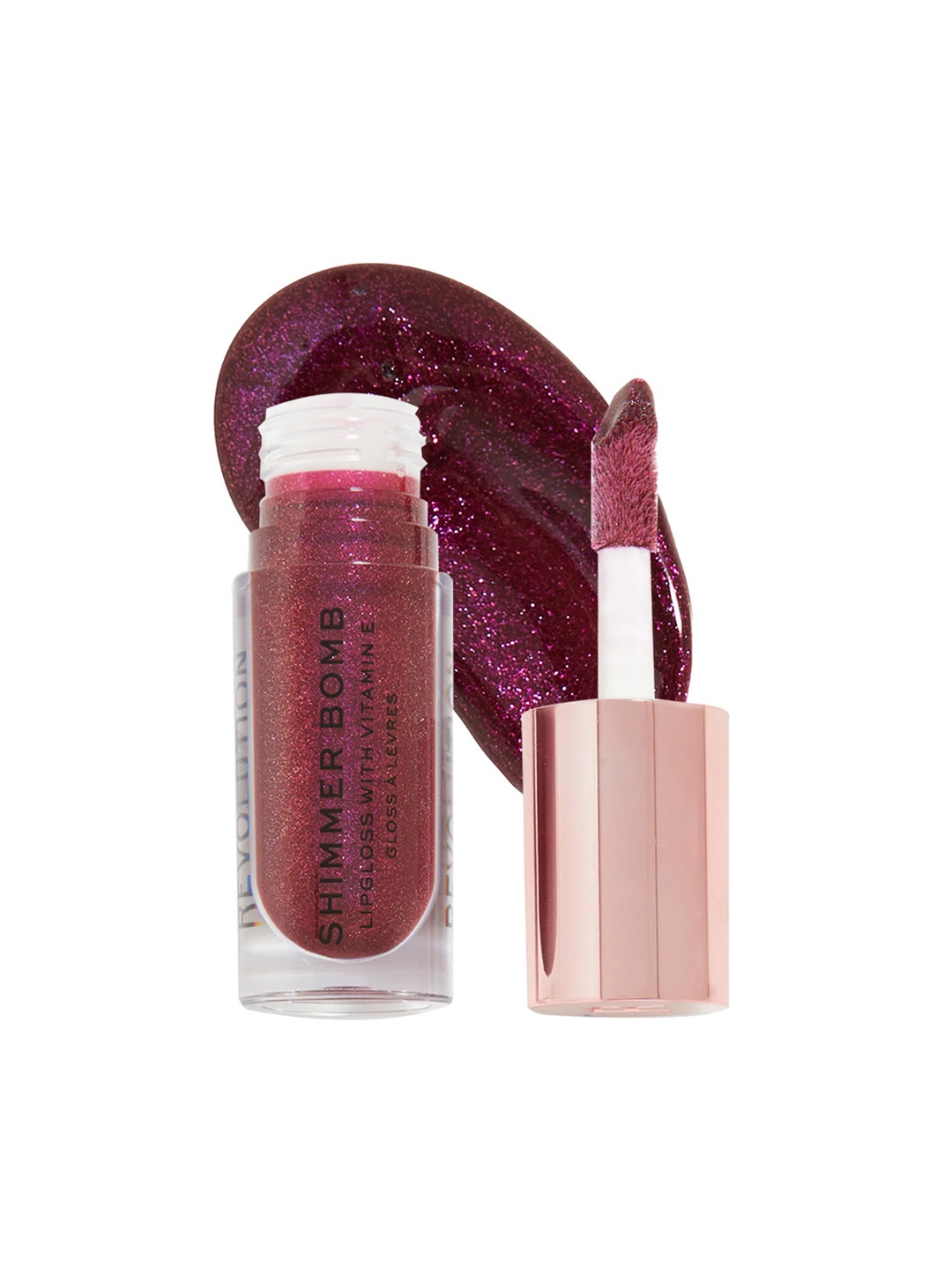 

Makeup Revolution London Shimmer Bomb Lip Gloss with Vitamin E 4.5ml - Gleam Wine, Burgundy