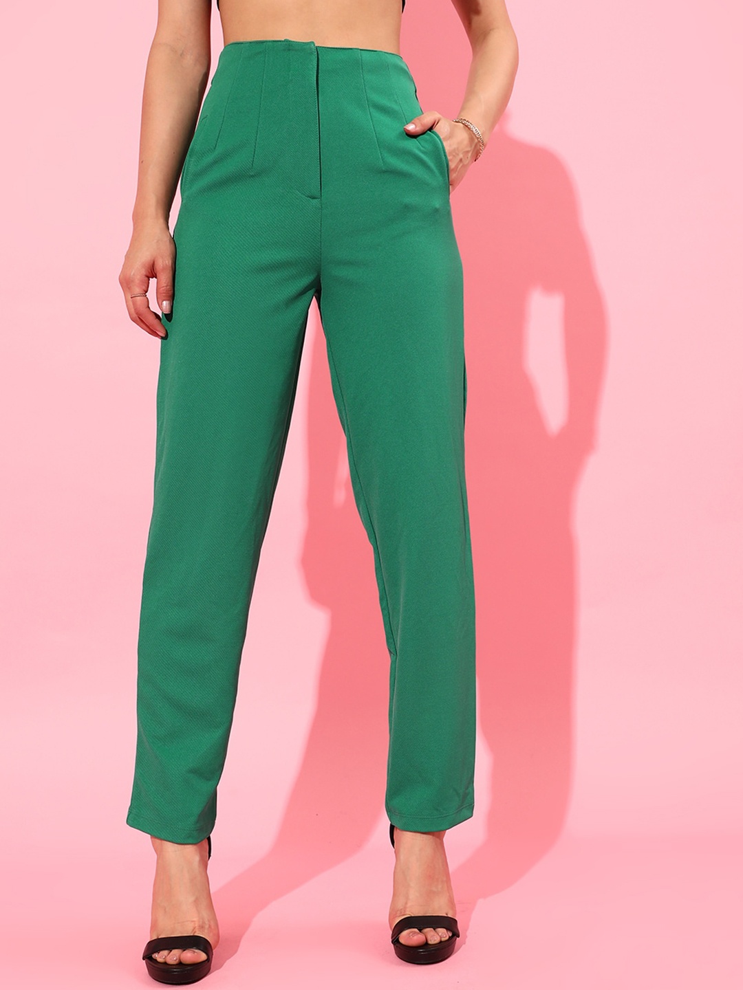 

STREET 9 Women Green Solid Trousers
