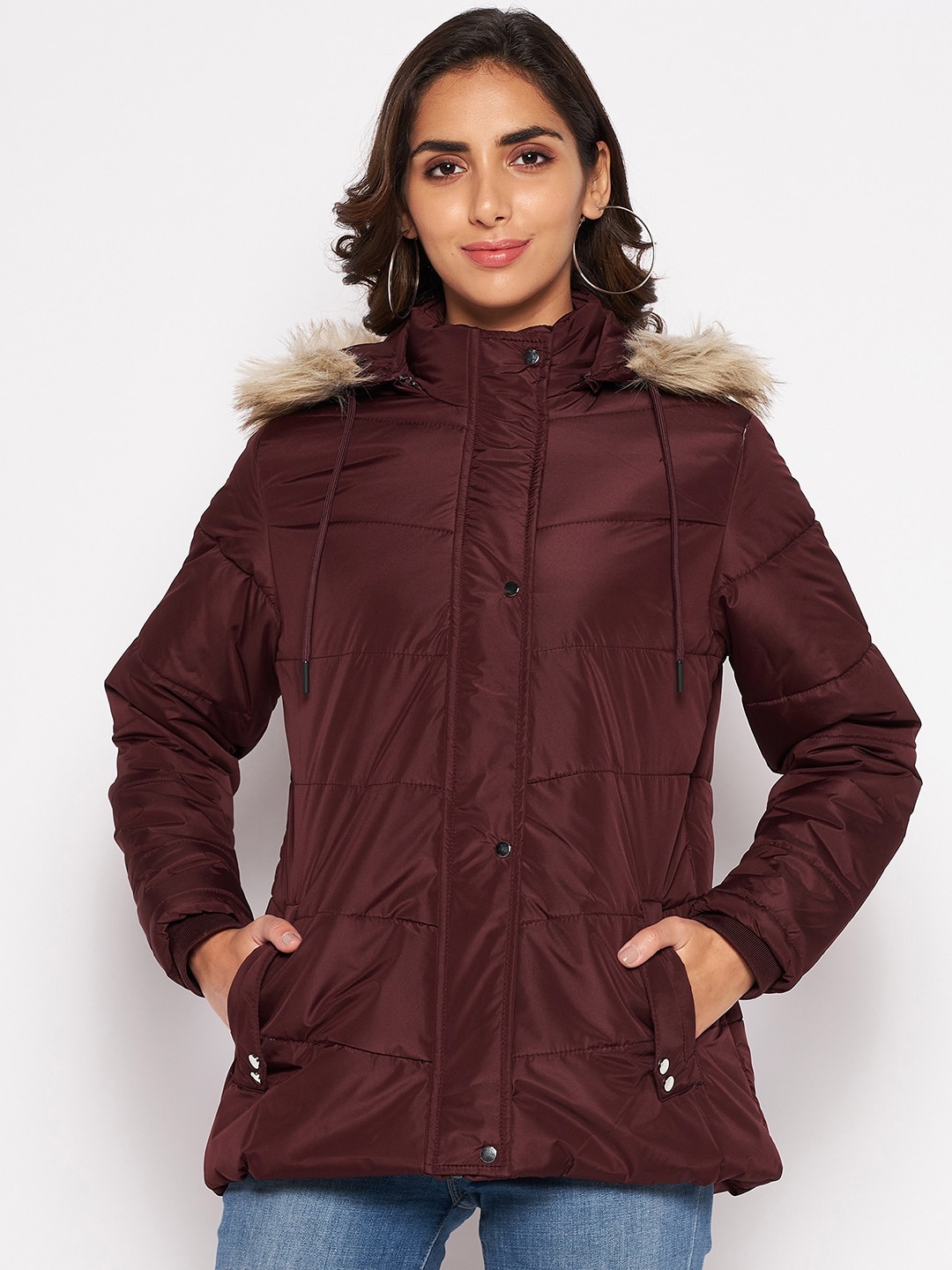 

Cantabil Women Maroon Longline Parka Jacket
