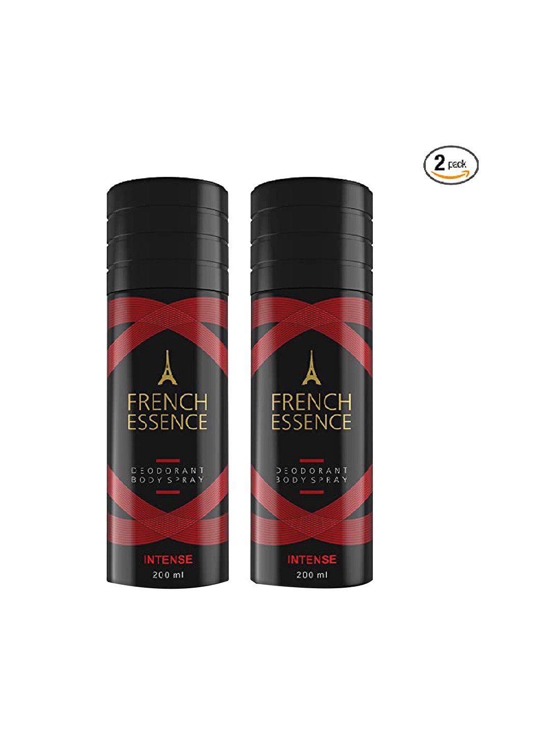

FRENCH ESSENCE Set of 2 Intense Deodorant Body Spray 200 ml Each, Red