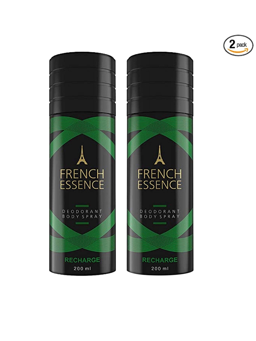 

FRENCH ESSENCE Set Of 2 Recharge Deodorant Body Spray 200 ml Each, Green